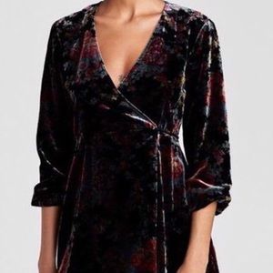 Zara Velvet Floral Wrap Dress Medium